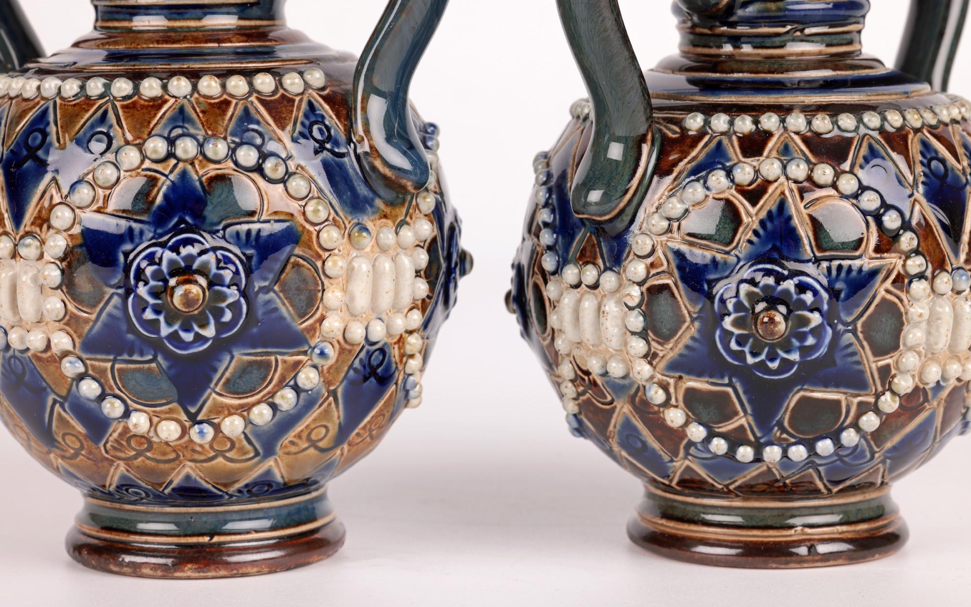 Doulton Lambeth Pair Art Nouveau Vases by Ethel Beard & Florrie Jones For Sale 5