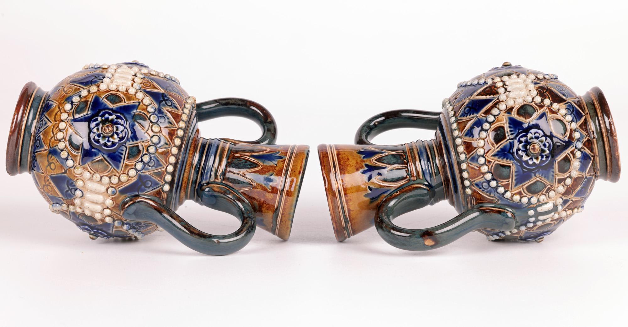Doulton Lambeth Pair Art Nouveau Vases by Ethel Beard & Florrie Jones For Sale 1