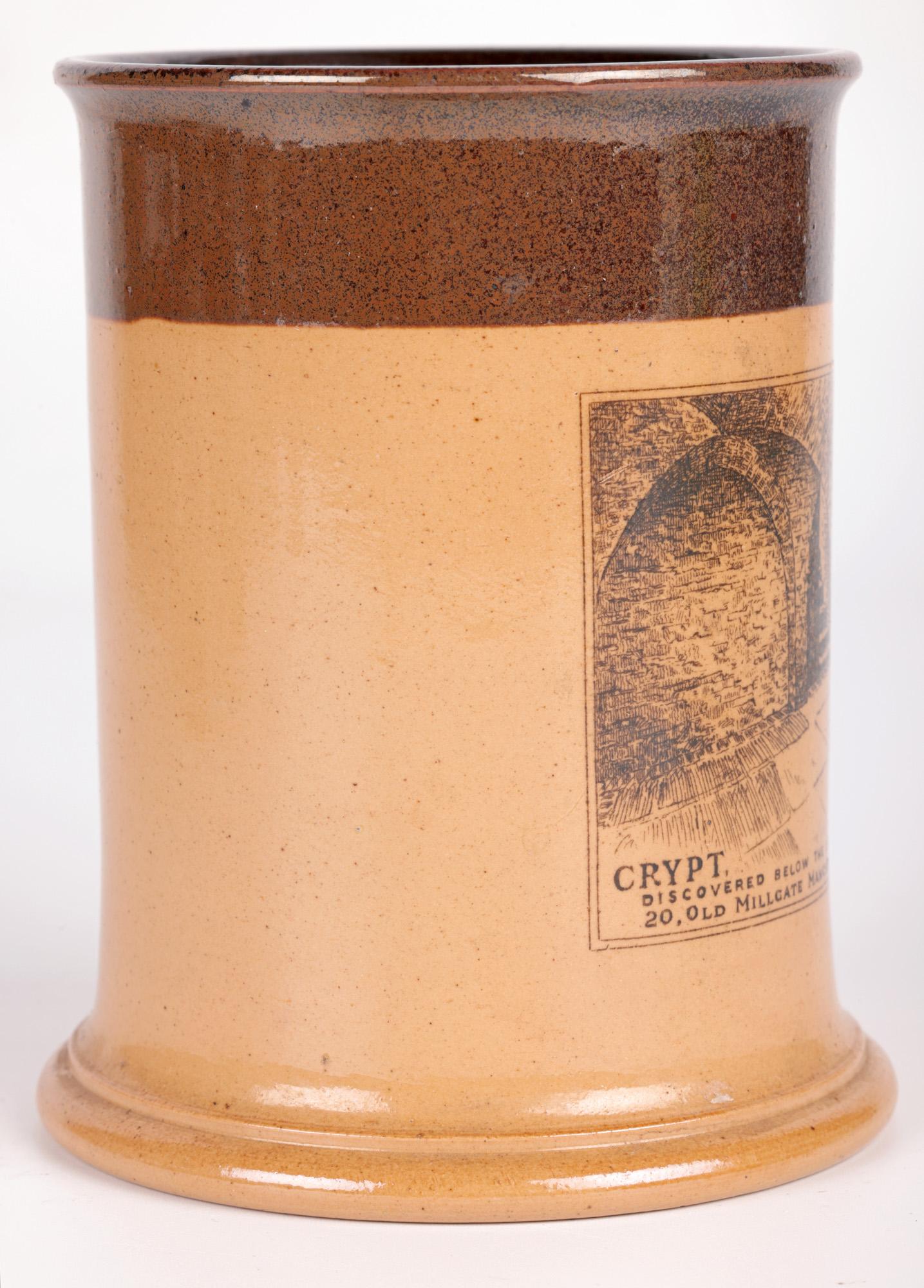 Doulton Lambeth Manchester Crypt Printed Salt Glazed Vase  For Sale 9