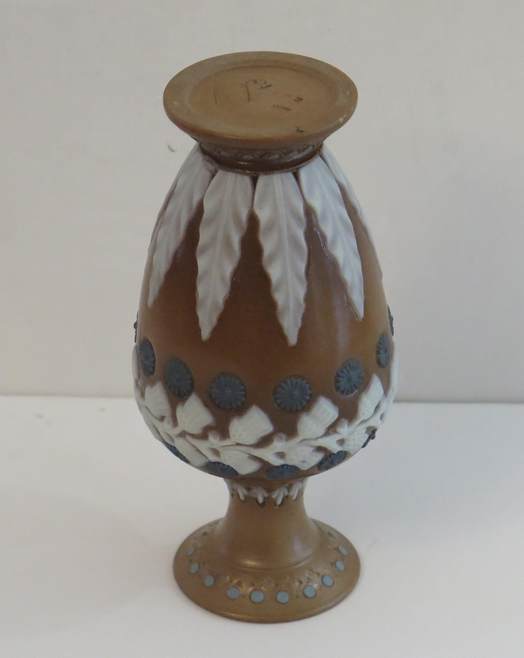 19th Century Doulton Lambeth Silicon Stoneware Vase, Art Nouveau, circa 1870