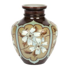 Doulton Lambeth Silicon Ware Floral Panel Design Vase by Eliza Simmance