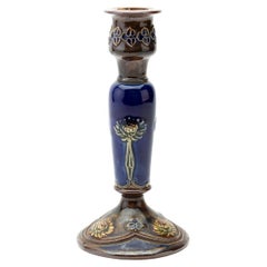 Antique Doulton Lambeth Stoneware Candle Holder 19th Century
