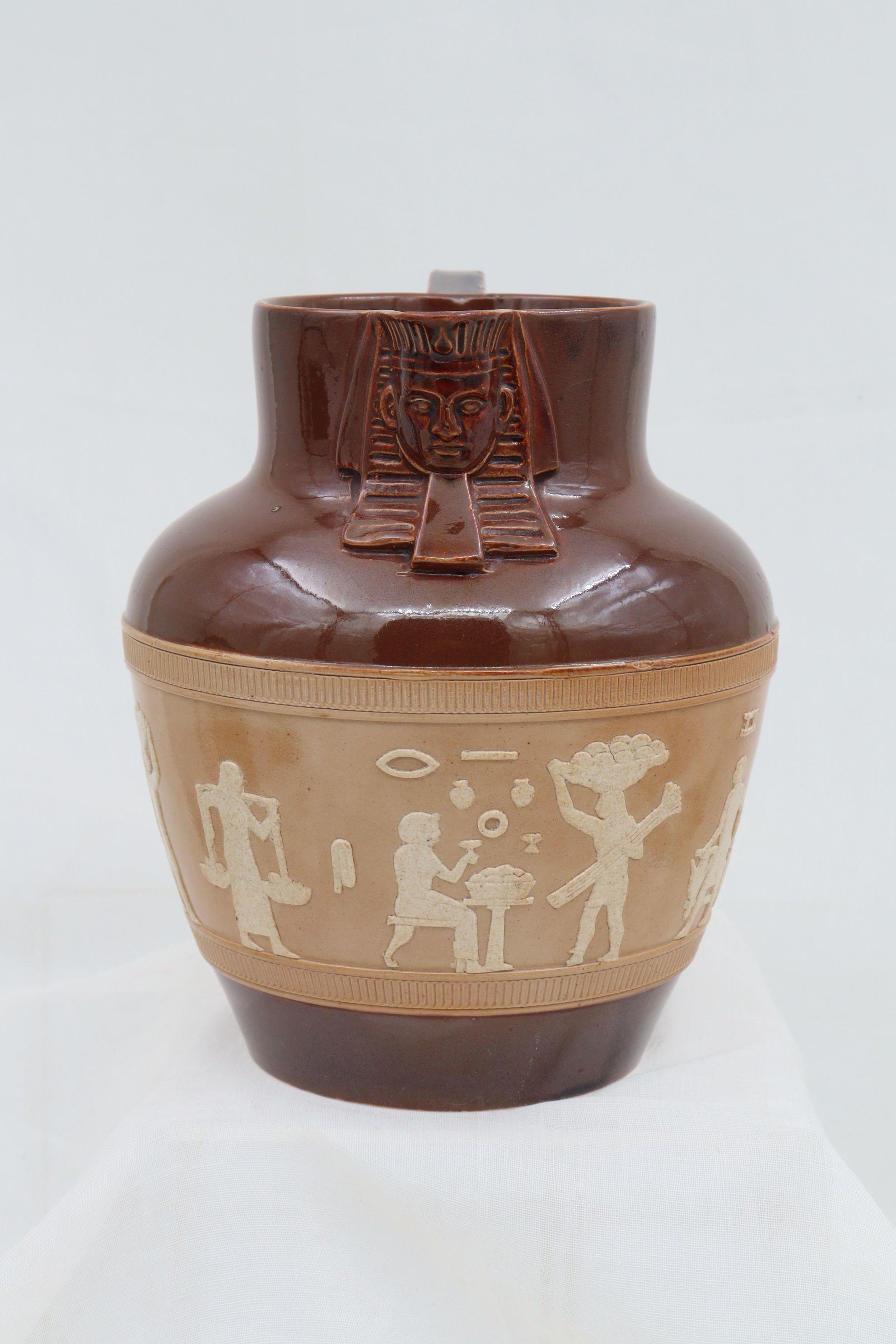 Late 19th Century Doulton Lambeth Stoneware Egyptian Revival pitcher For Sale