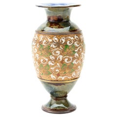 Doulton Lambeth Stoneware Enamelled Vase 19th Century