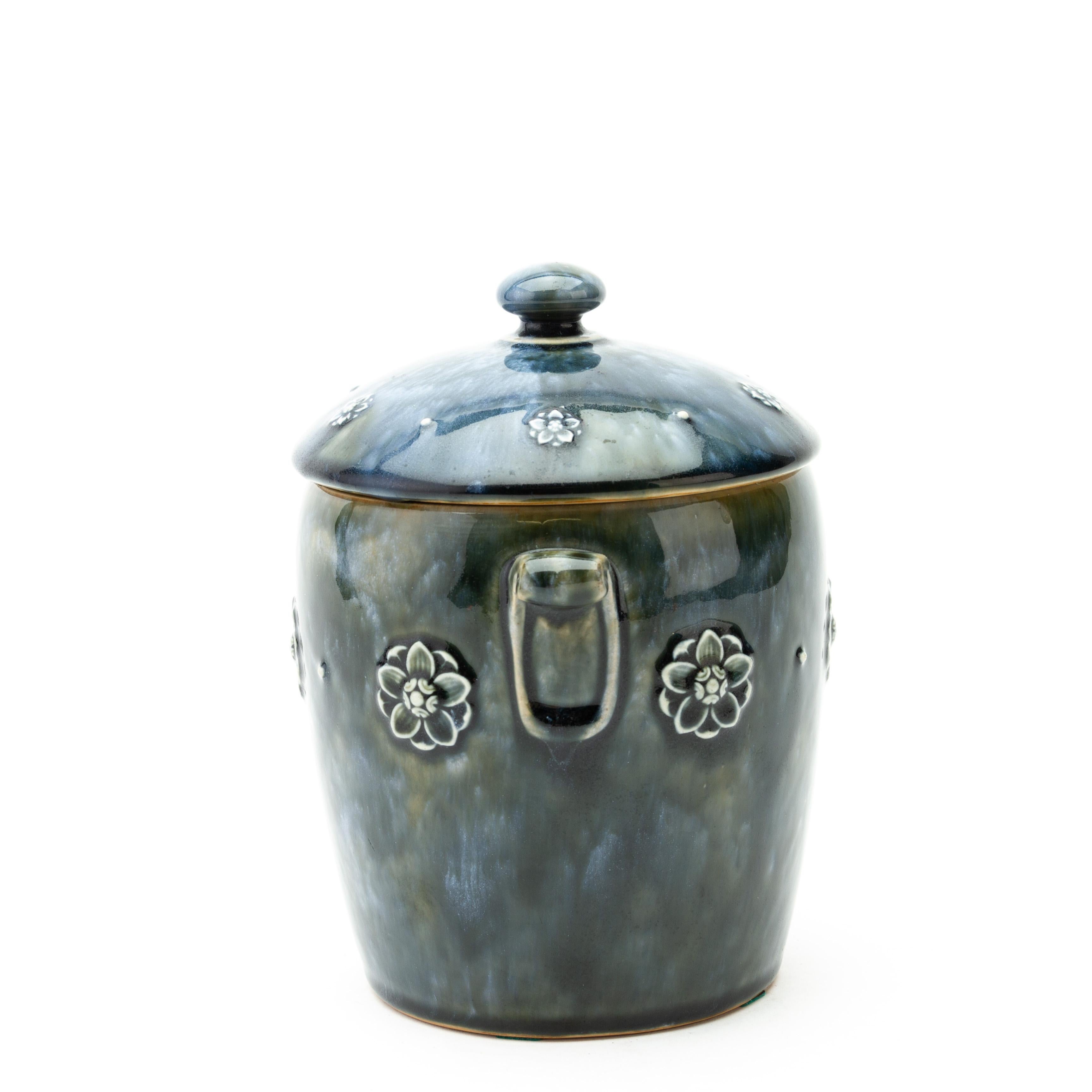 Pottery Doulton Lambeth Stoneware Tobacco Jar 19th Century For Sale