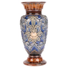 Antique Doulton Lambeth Stylized Floral Design Vase by Eliza Simmance