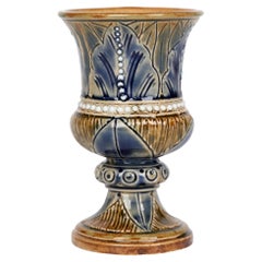 Doulton Lambeth Urn Shaped Leaf Pattern Salt