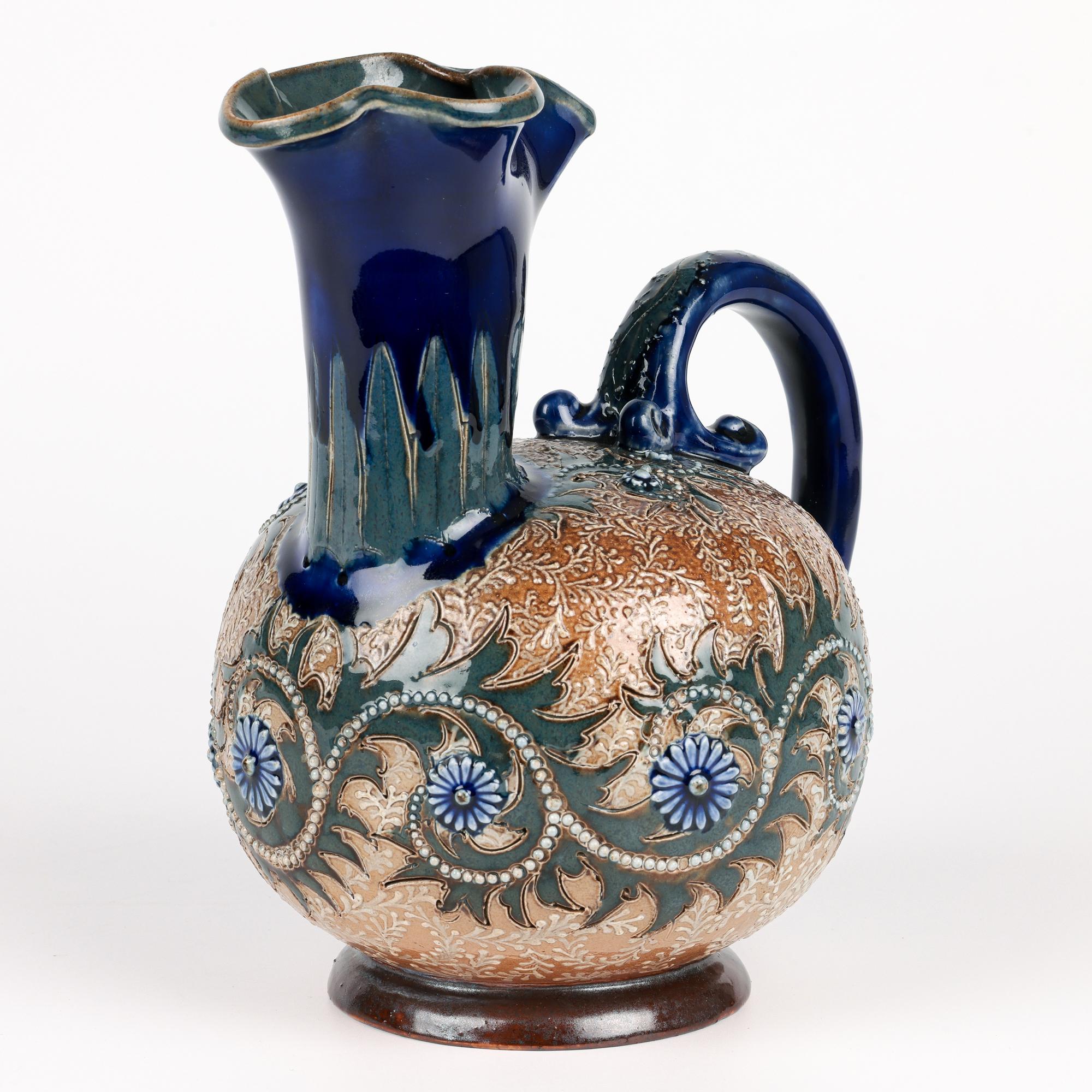 Smaltato Doulton Lambeth Zoomorphic Stylized Art Pottery Jug di Eliza L. Hubert in vendita