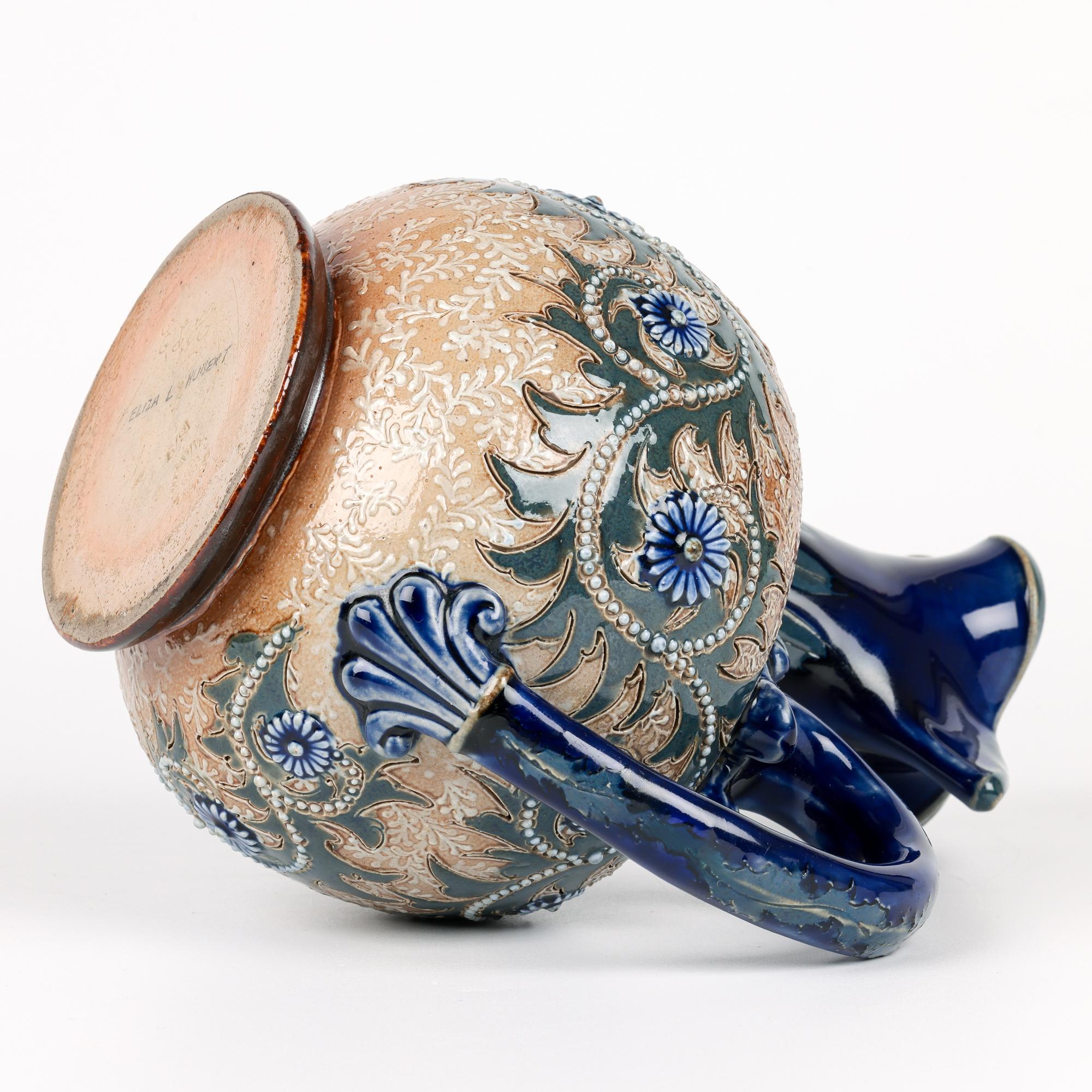 Grès porcellanato Doulton Lambeth Zoomorphic Stylized Art Pottery Jug di Eliza L. Hubert in vendita