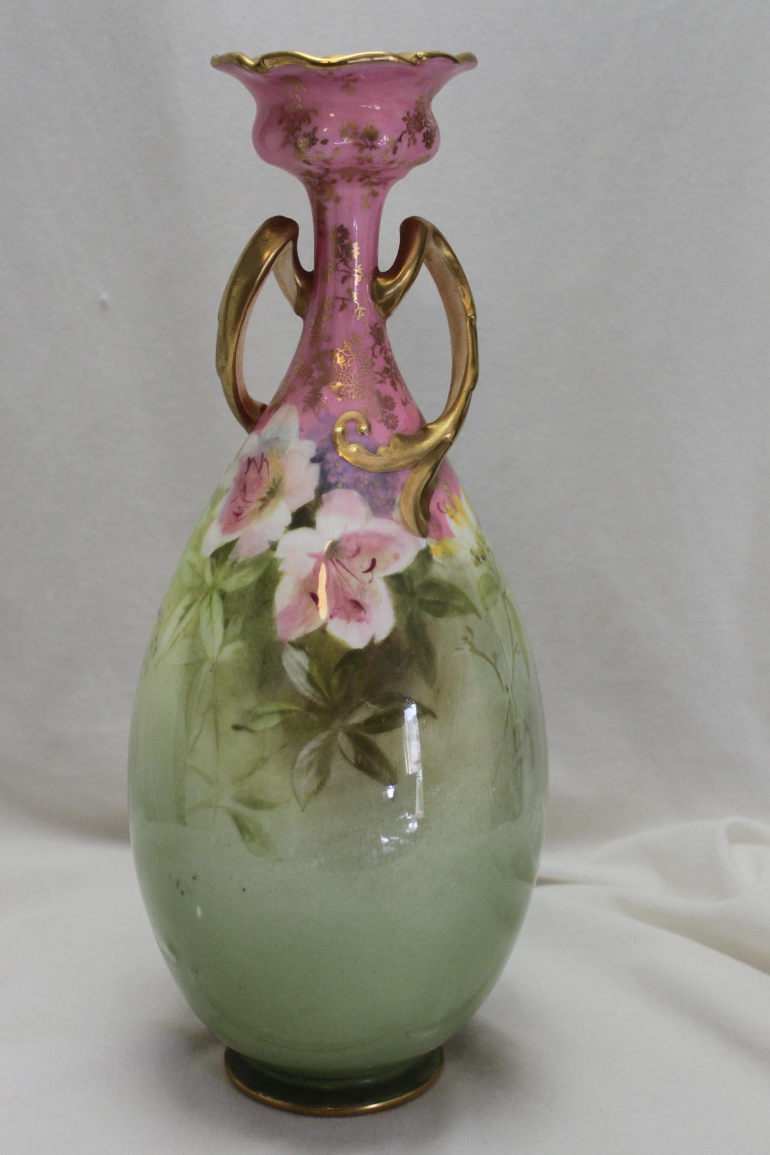Victorian Doulton Luscian Ware Vase Painted by Charles Hart Senior