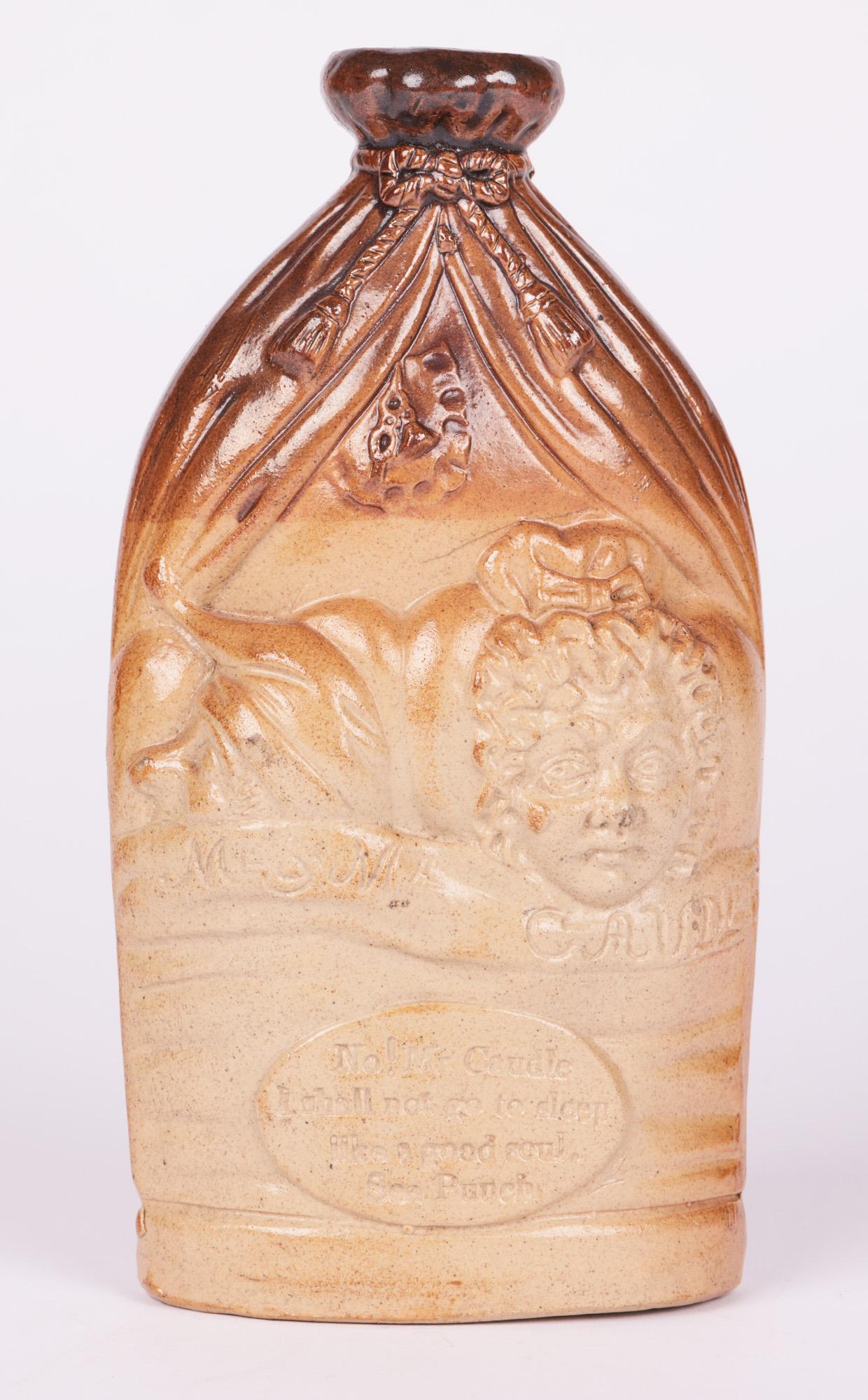 Doulton & Watts Mr & Mrs Caudle Salt Glazed Gin Flask For Sale 7