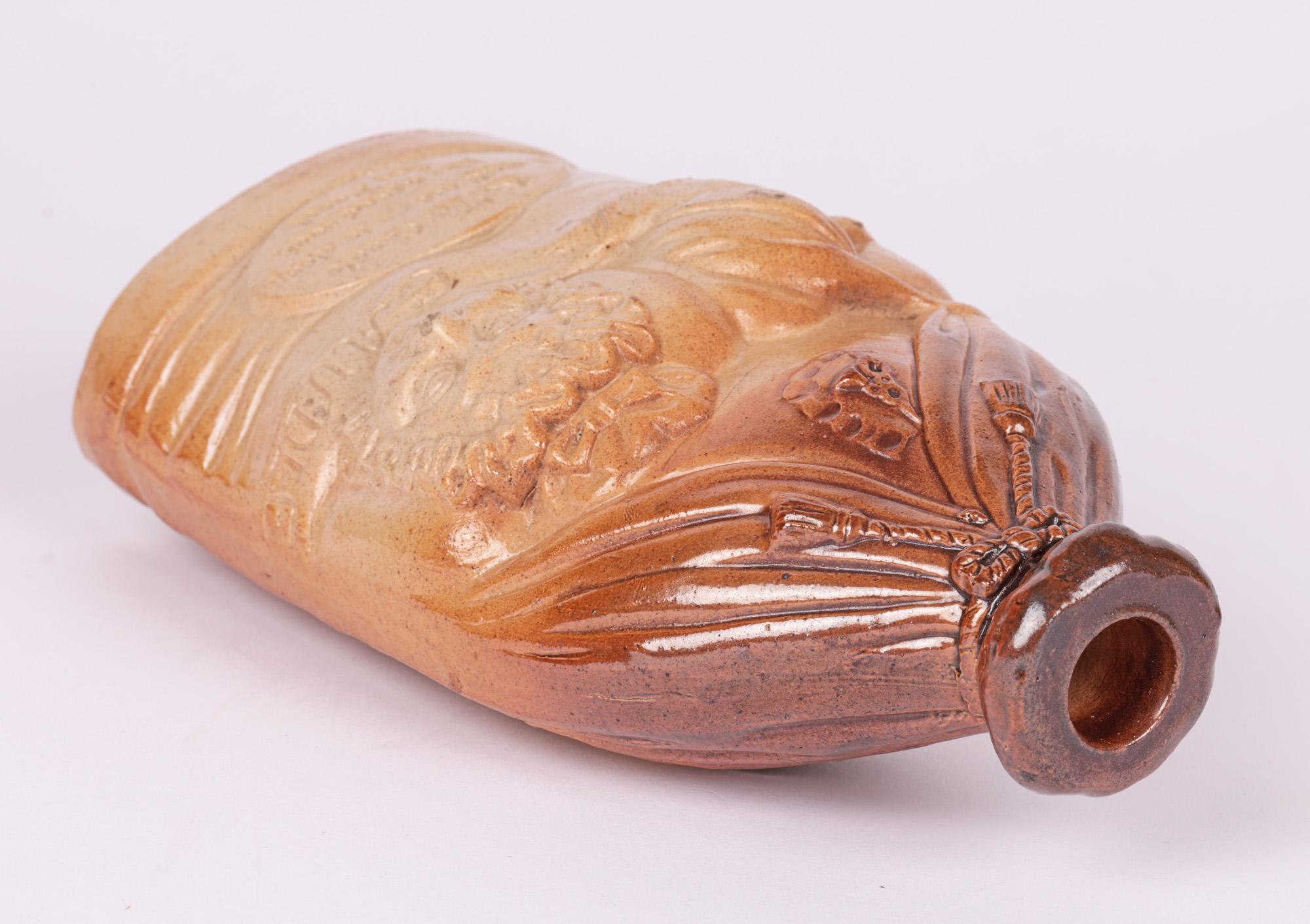 Doulton & Watts Mr & Mrs Caudle Salt Glazed Gin Flask In Good Condition For Sale In Bishop's Stortford, Hertfordshire