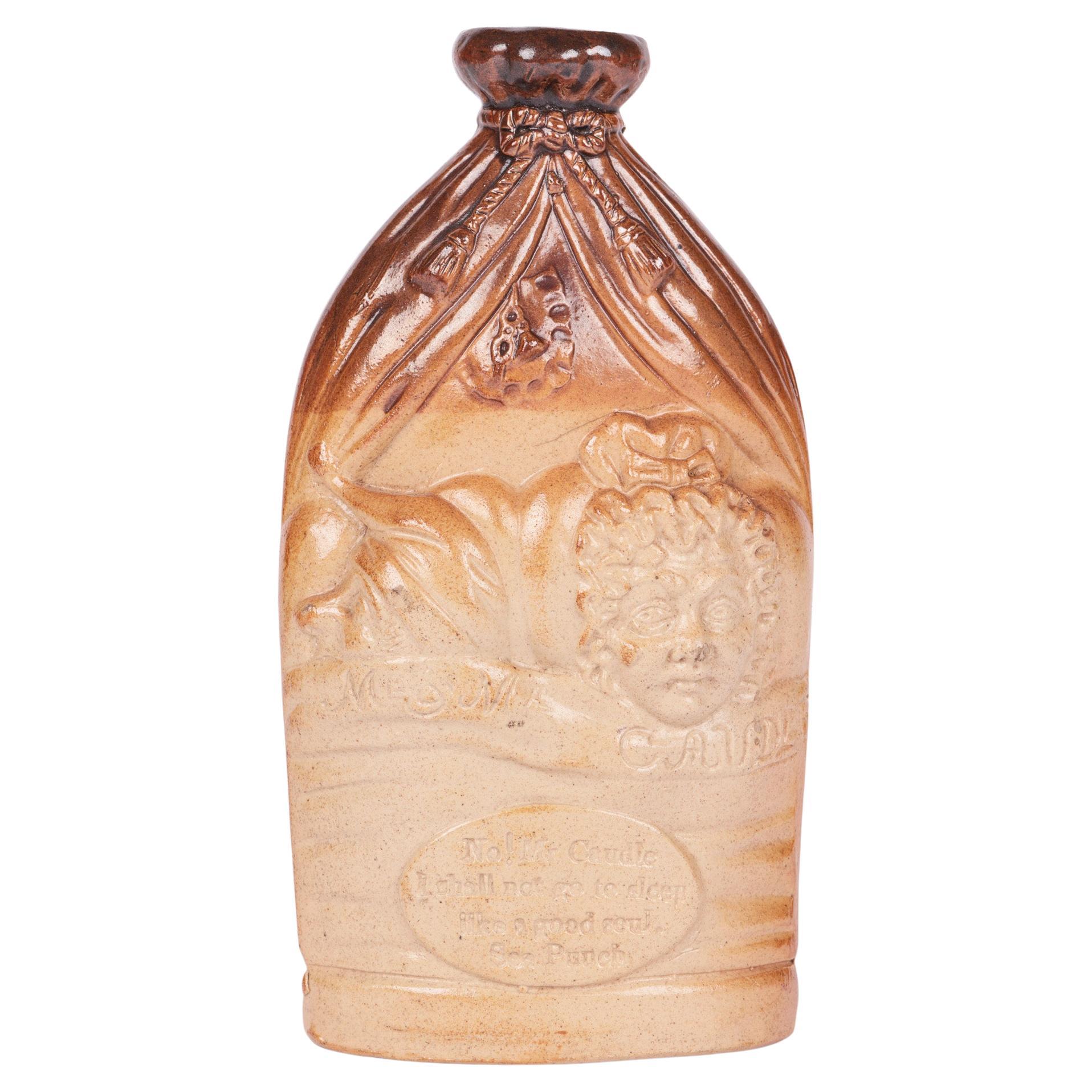 Doulton & Watts Mr & Mrs Caudle Salt Glazed Gin Flask For Sale