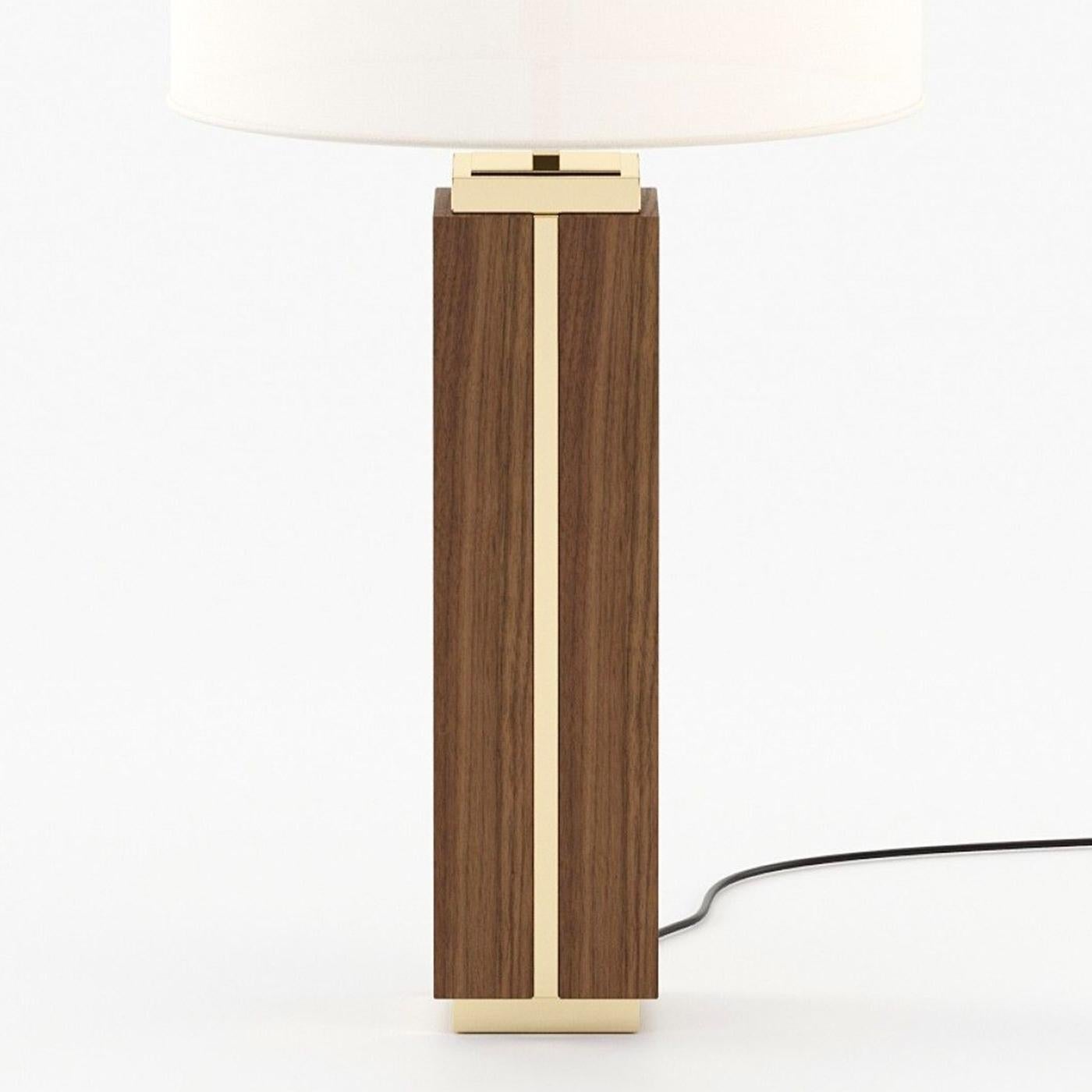 Stainless Steel Dounia Walnut Table Lamp For Sale