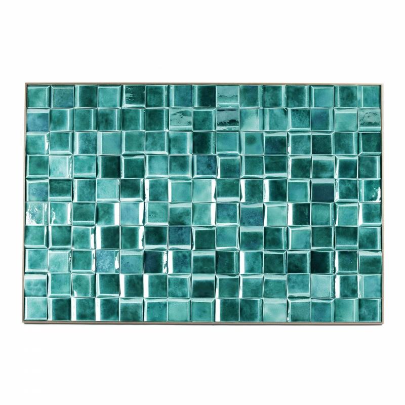 This handmade decorative tile panel combines the traditional Portuguese faience tile making techniques with a modern approach of shapes and color, resulting in a very visually impacting piece, which will bring life to any wall and for sure never