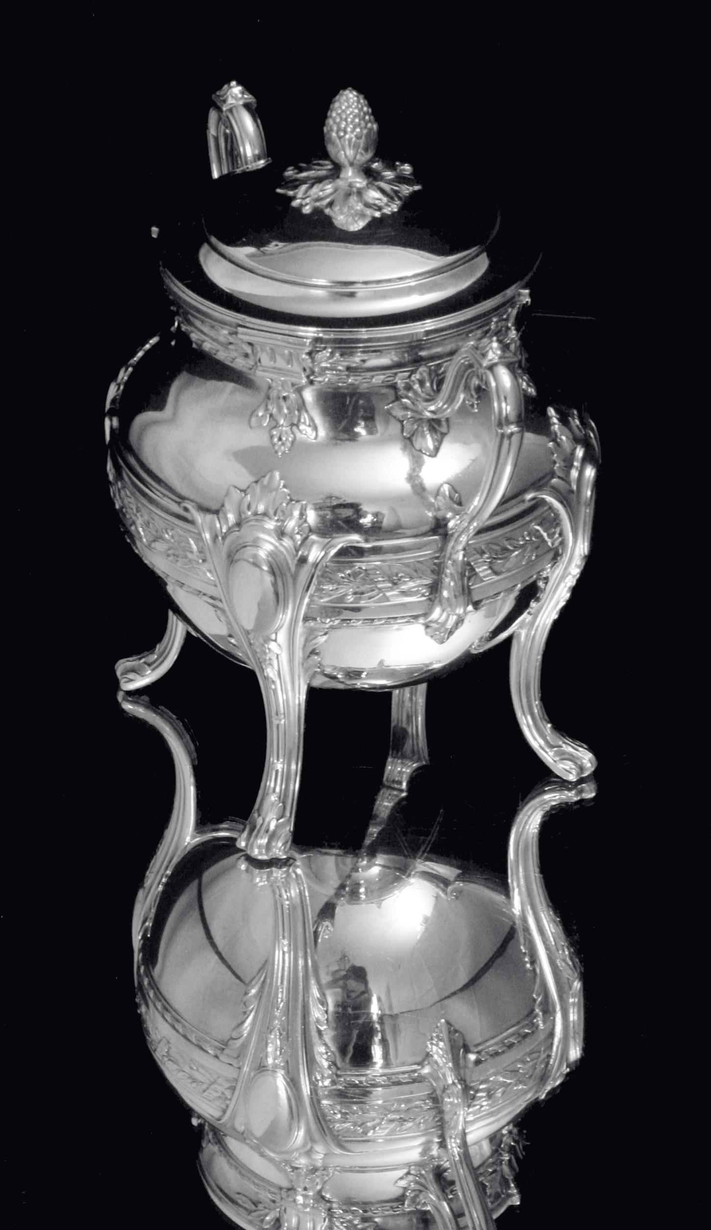 Doutre Roussel - Set da tè 5 pezzi in argento 950 francese antico + vassoio di servizio! in vendita 4