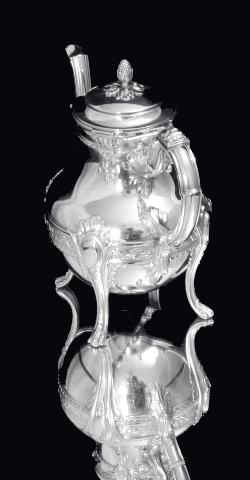 Doutre Roussel - Set da tè 5 pezzi in argento 950 francese antico + vassoio di servizio! in vendita 8