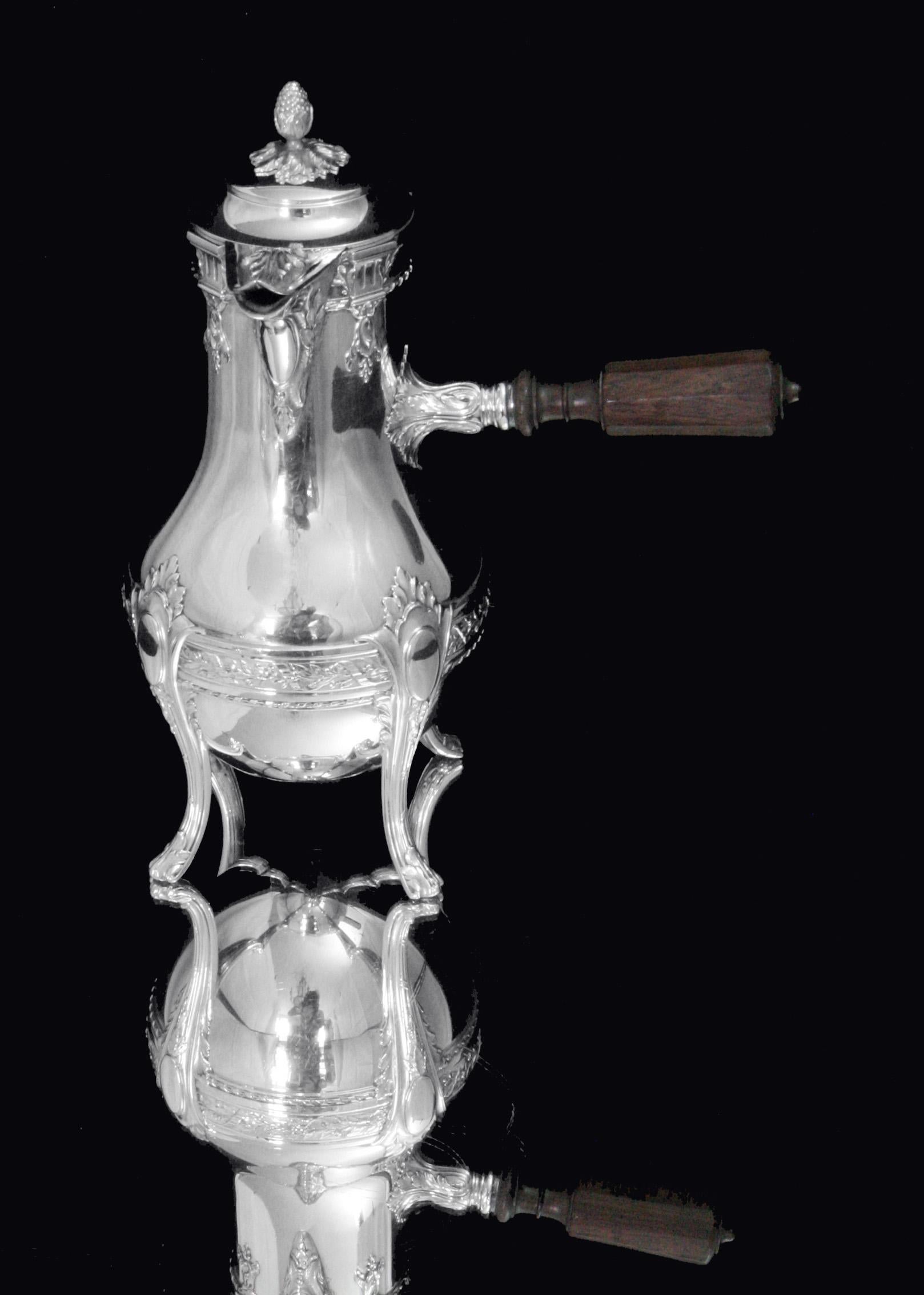 Placcato argento Doutre Roussel - Set da tè 5 pezzi in argento 950 francese antico + vassoio di servizio! in vendita
