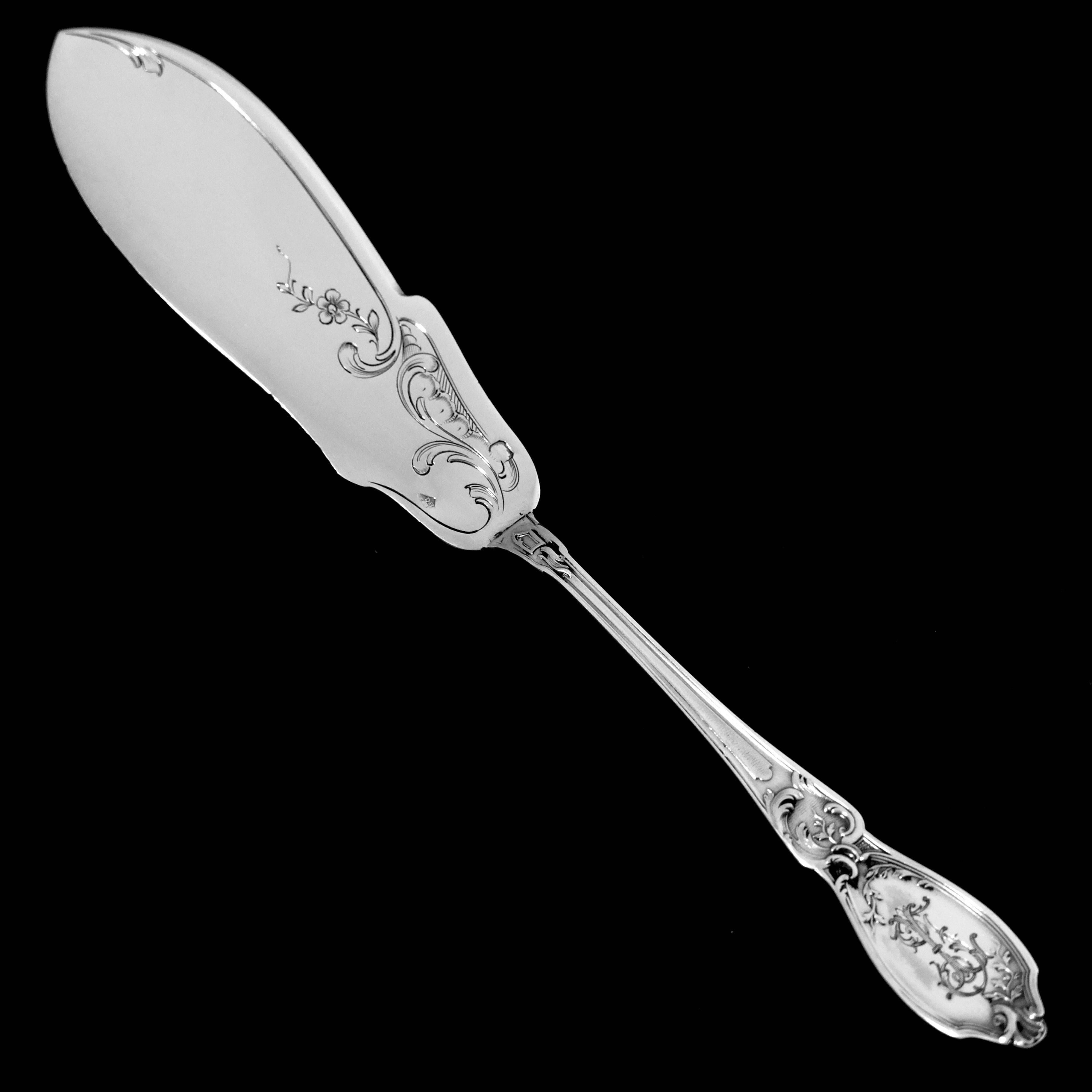 Doutre Roussel French All Sterling Silver Dessert Hors D'oeuvre Set 4 Pc, Box For Sale 5