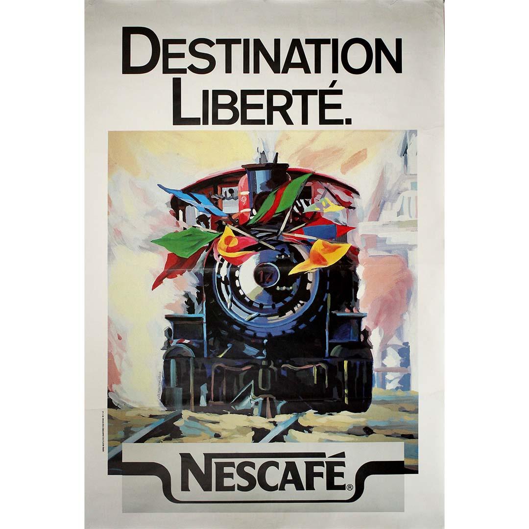 Doutreligne Print – CIRCA 1980 Original-Werbeplakat Nescafe "Destination Liberté"