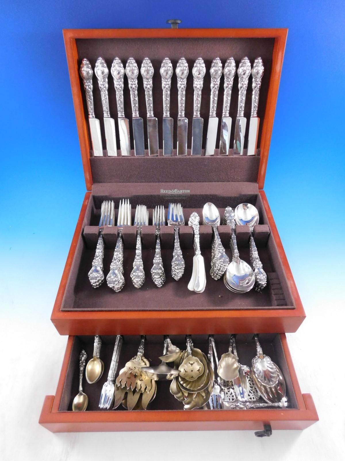 Douvaine by Unger Sterling Silver Flatware Set Service 131 Pieces Dinner Rare For Sale 10