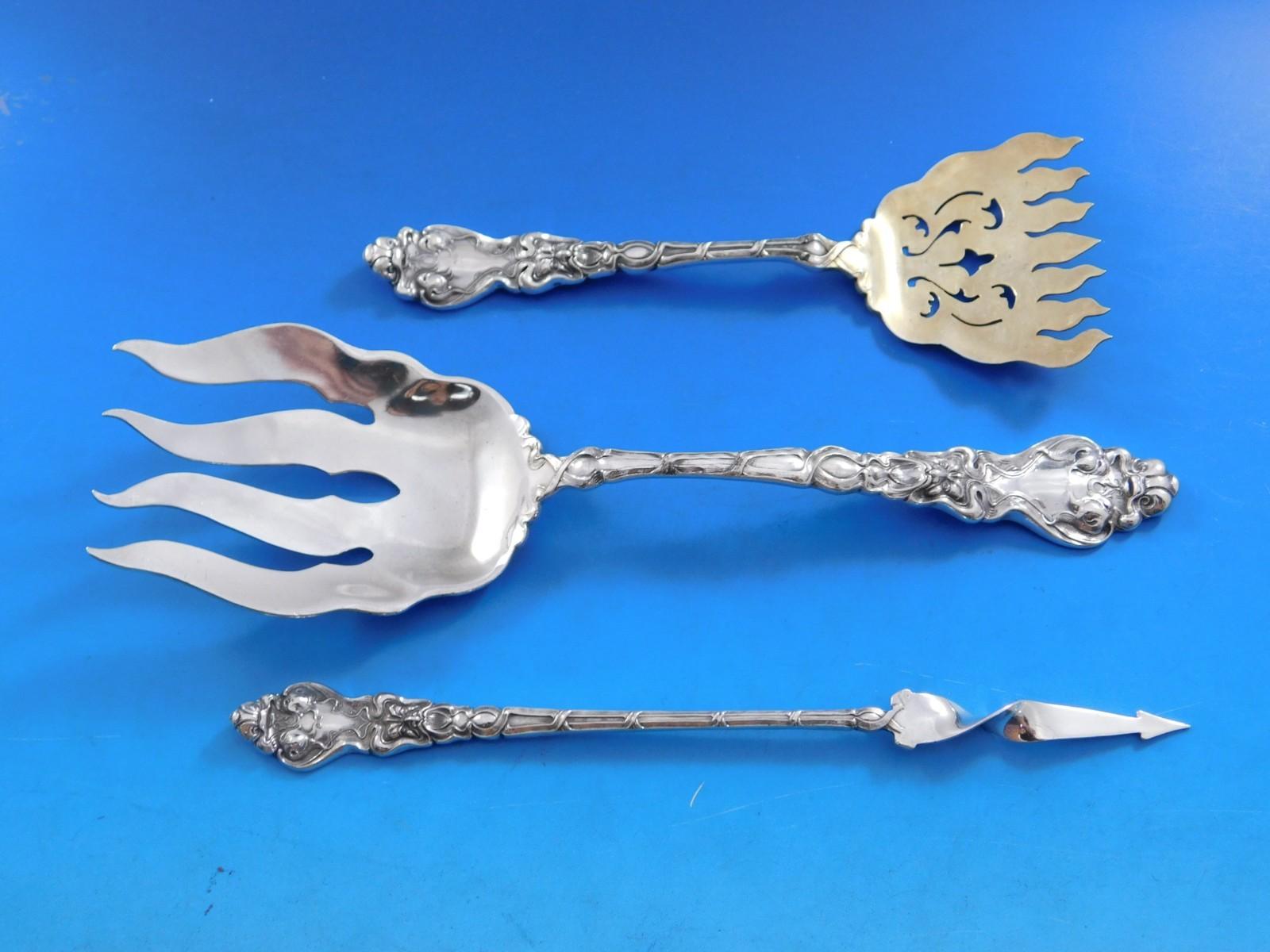Douvaine by Unger Sterling Silver Flatware Set Service 131 Pieces Dinner Rare For Sale 11