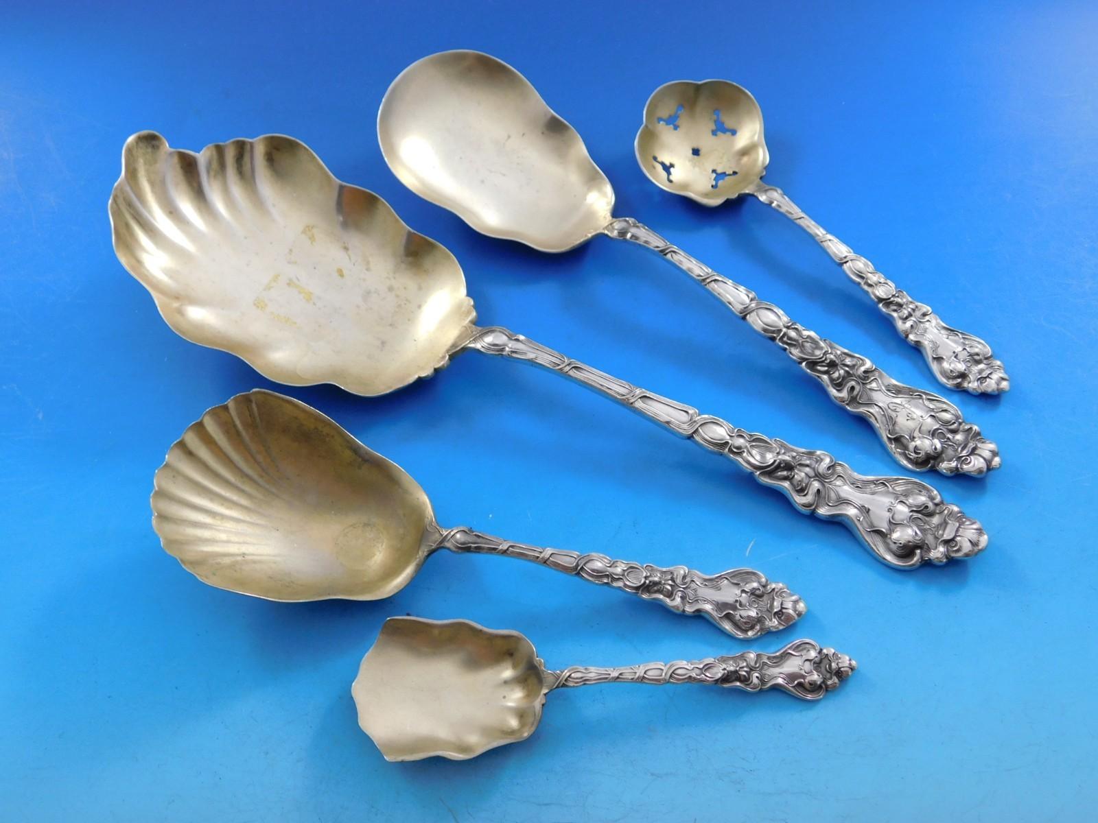 20th Century Douvaine by Unger Sterling Silver Flatware Set Service 131 Pieces Dinner Rare For Sale