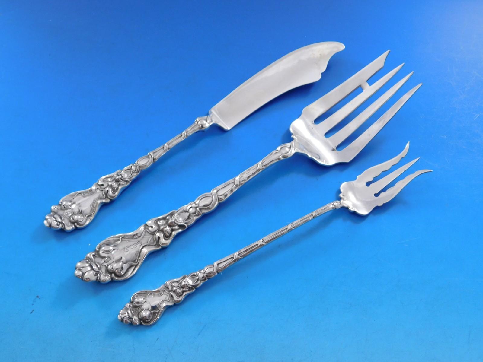 Douvaine by Unger Sterling Silver Flatware Set Service 131 Pieces Dinner Rare For Sale 2