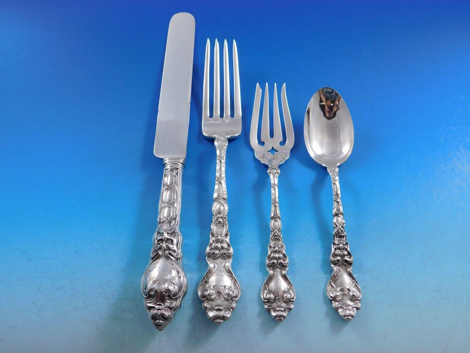 Douvaine by Unger Sterling Silver Flatware Set Service 30 Pieces Dinner Rare In Excellent Condition For Sale In Big Bend, WI