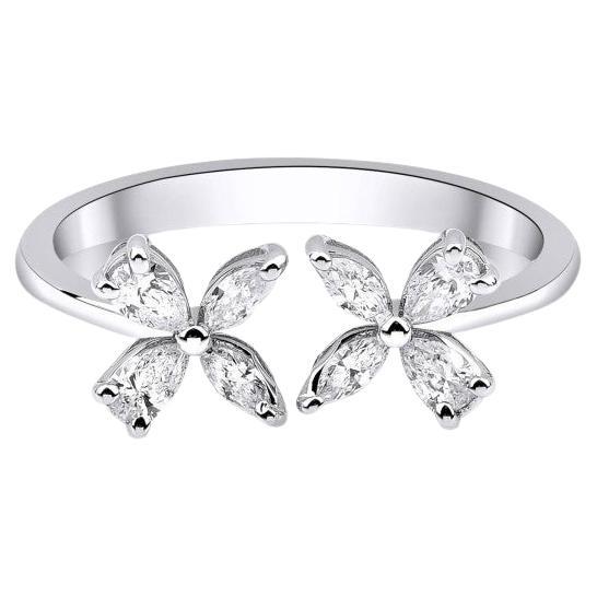0.60ct Floral Design Mix Cut Diamond Ring For Sale
