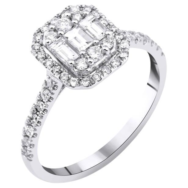 0.65ct Baguette Diamond Cluster Ring For Sale