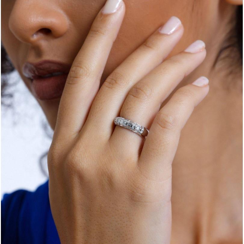 Women's 1.23ct Baguette Diamond Half Eternity Ring For Sale