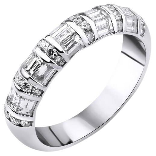 1.23ct Baguette Diamond Half Eternity Ring For Sale