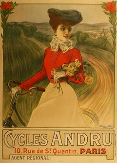 Original Antique Cycles Andru Poster by Douzinelle c1900