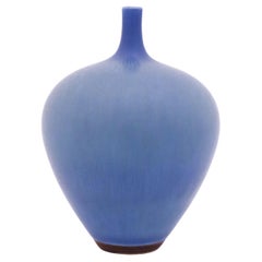 Vintage Dove Blue Ceramic Vase, Berndt Friberg, Gustavsberg 1968