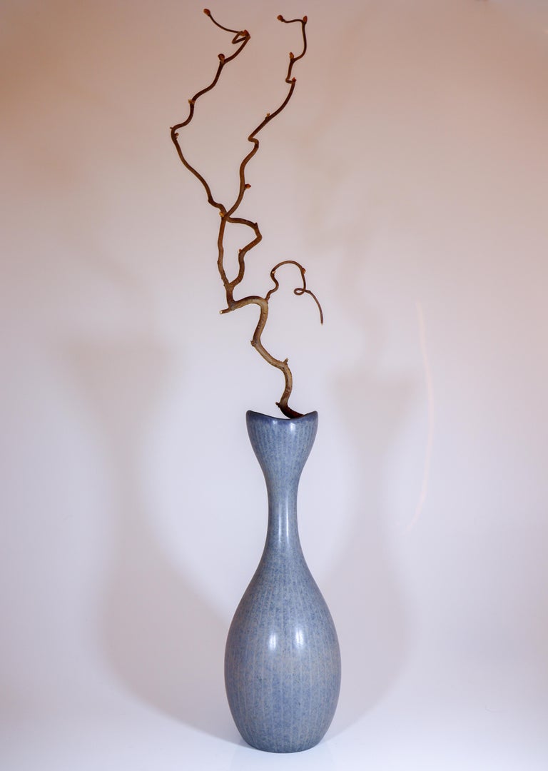 Vase Céramique Gunnar Nylund Pour Rörstrand - Bleu, Colombe - Milieu XXe Siècle - Suède
