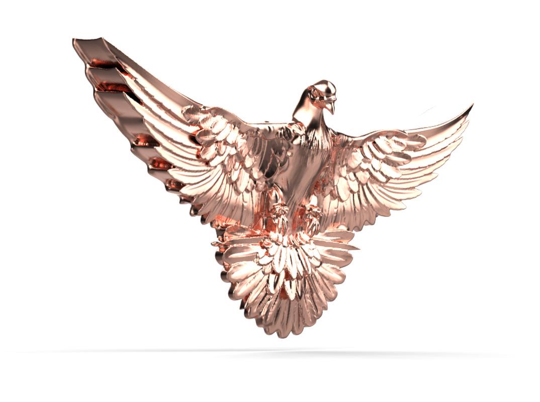 Women's or Men's Dove Brooch, 18K Rose Gold For Sale