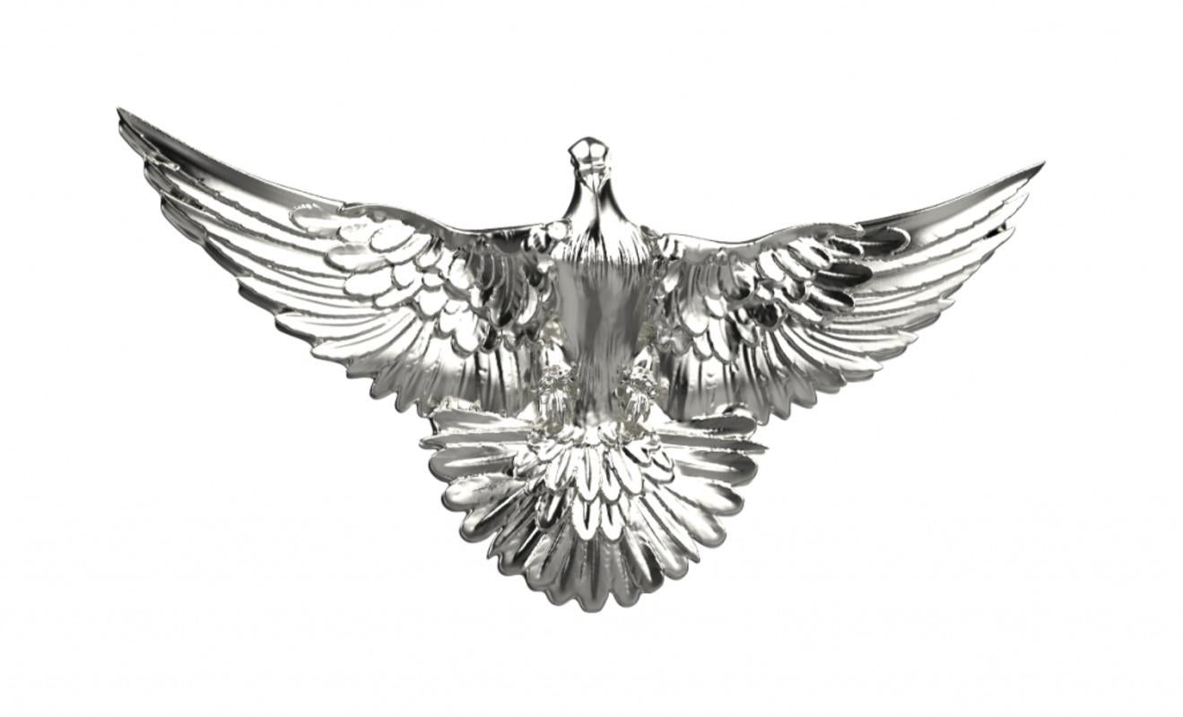 Dove Brooch, 18K White Gold In New Condition For Sale In Leigh-On-Sea, GB