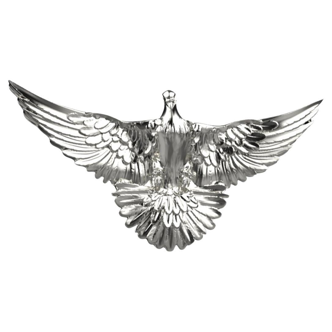Dove Brooch, 18K White Gold For Sale