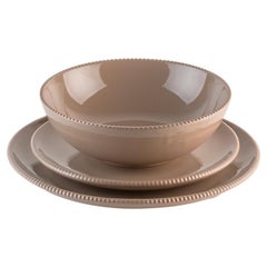 Dove crenellated plates: Soup, holder, side plate for 4. Handmade in Italy 2024