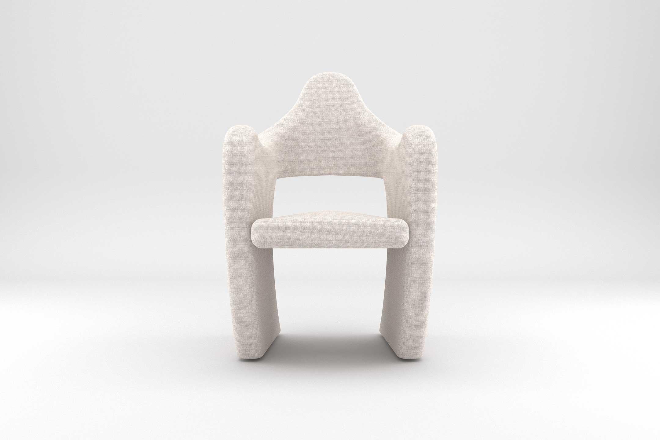 The organic and curvaceous lines of the Dove chair, are a statement of bewildering beauty that transmits to the viewer an immediate sense of purity and warmth. Upholstered in the finest fabrics, this piece wraps the user between its wings and grants