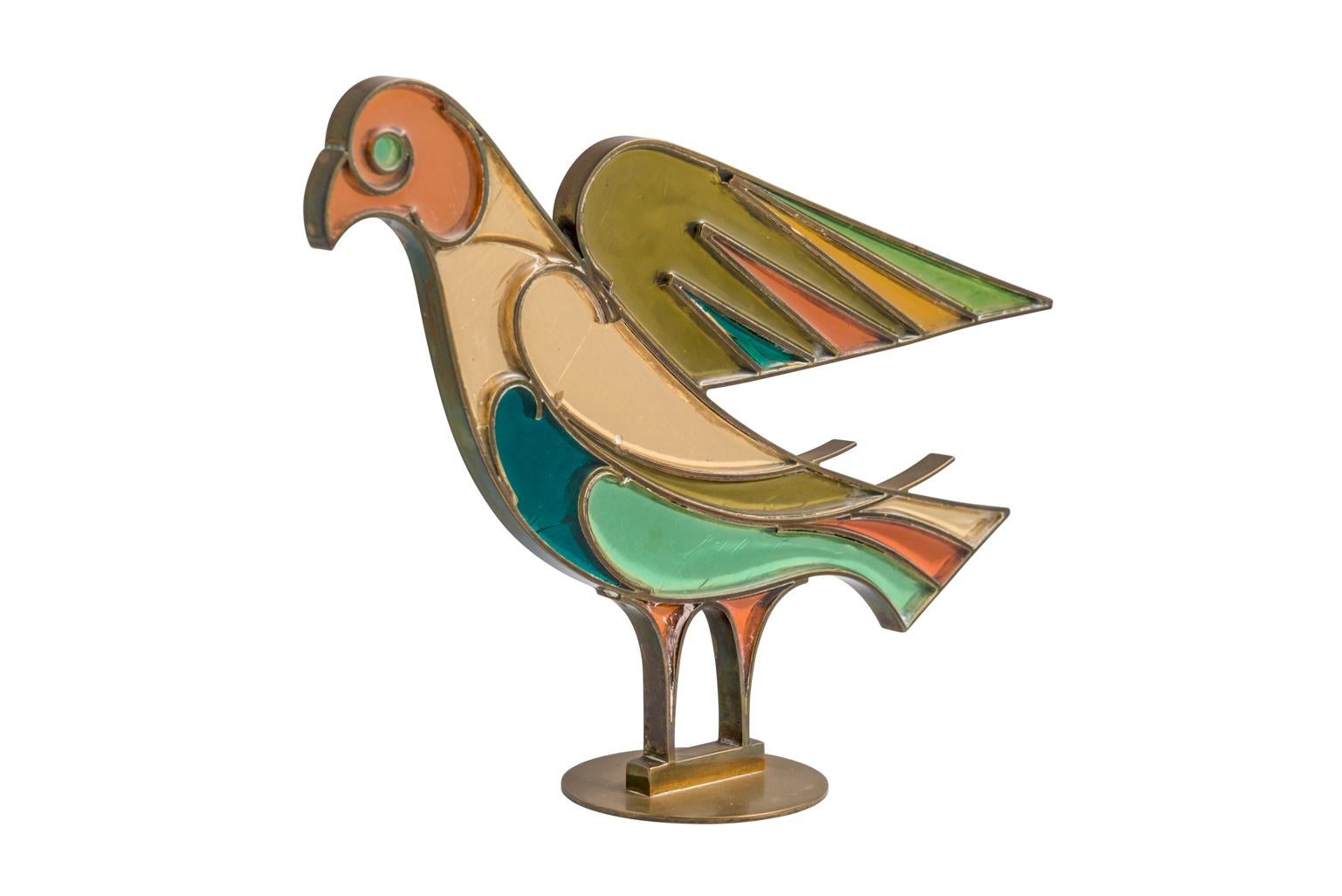 Mid-Century Modern Dove Figur Resin Technique Brass Werkstatte Hagenauer circa 1940 Austrian Art