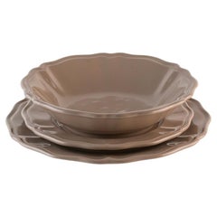 Platos hondos gris paloma: Sopa, soporte, plato auxiliar para 4. Hecho a mano en Italia 2024