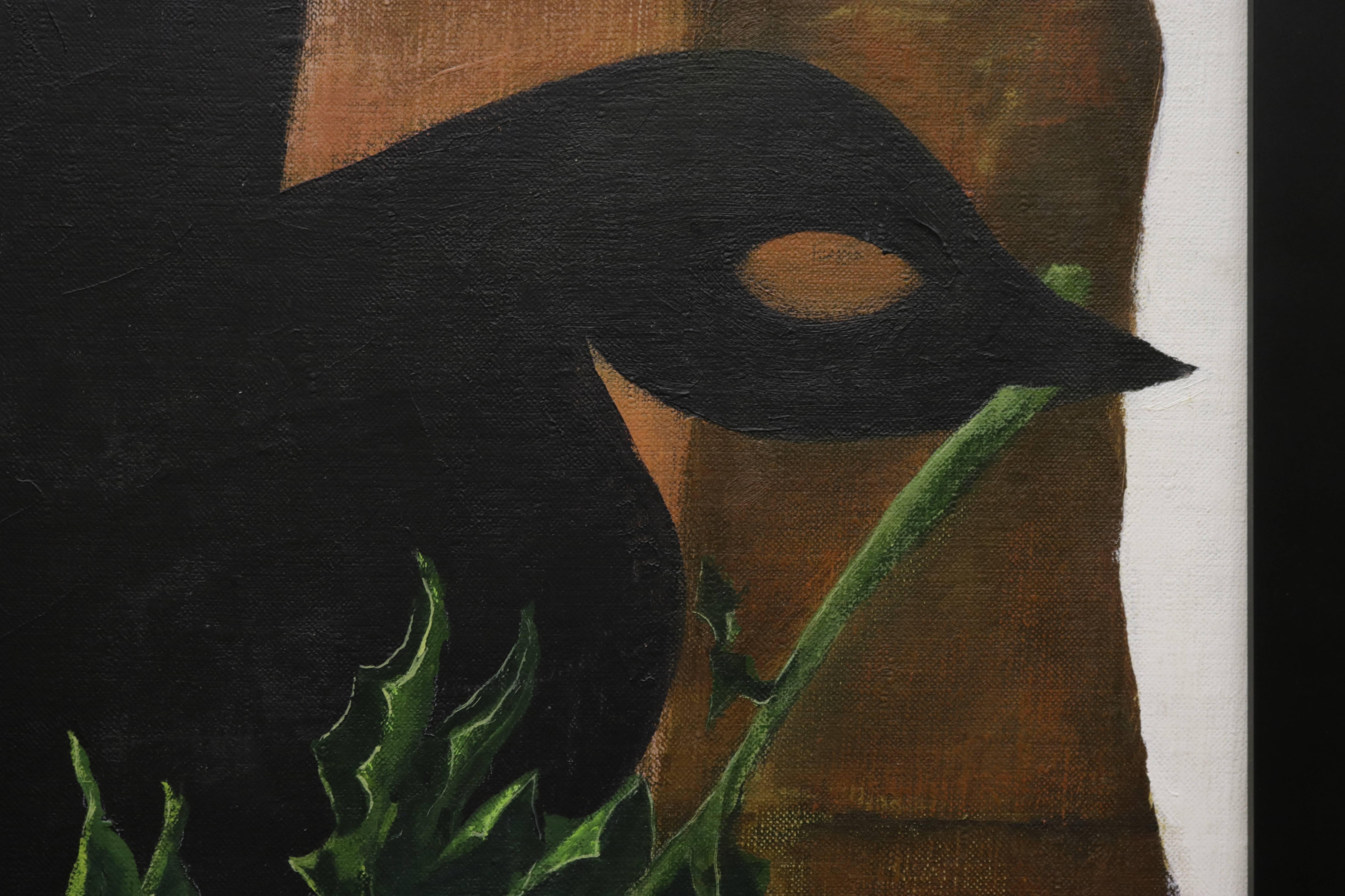 Mid-Century Modern Dove Holding a Branch Oil Painting by David Segel