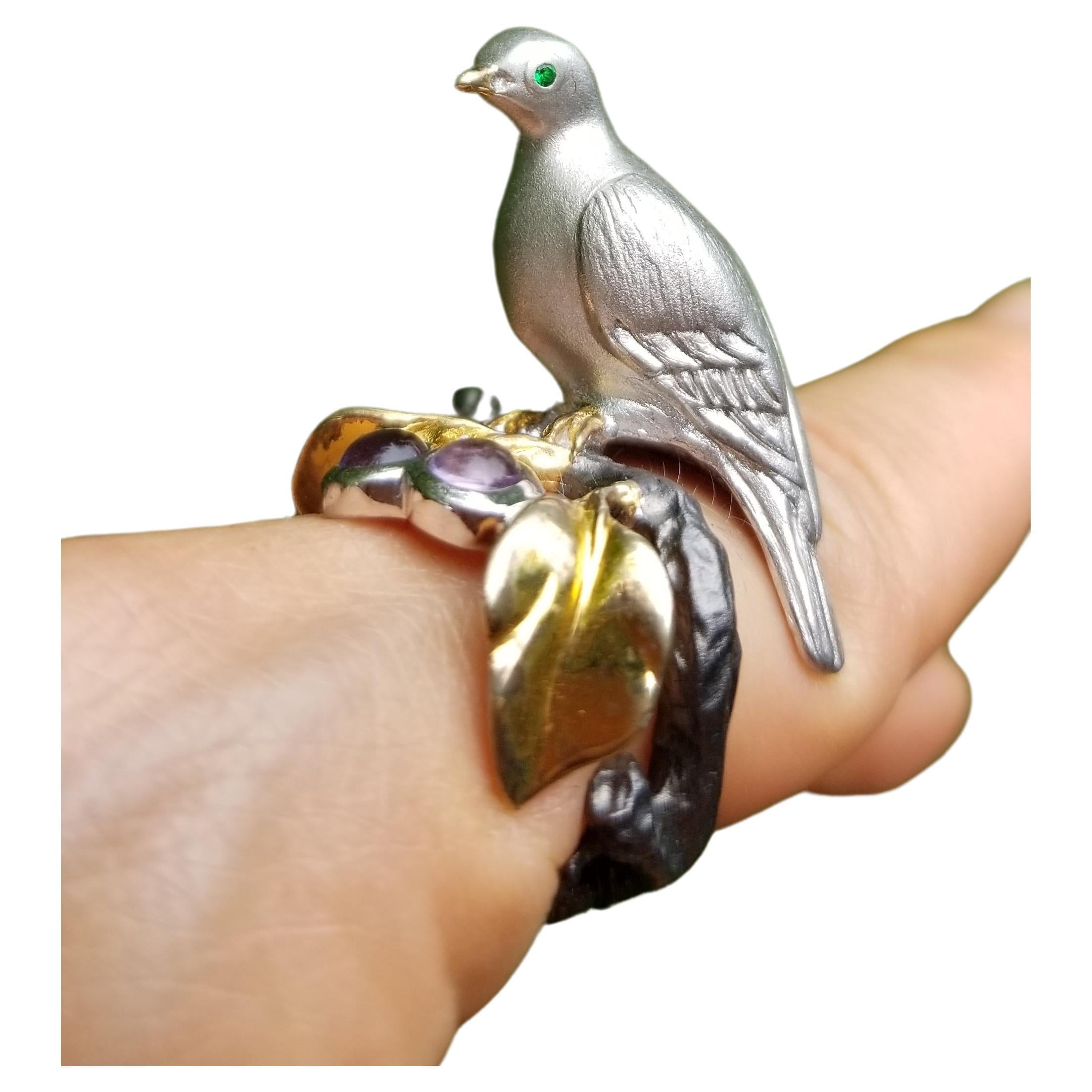 Dove in a Plum Tree ring For Sale