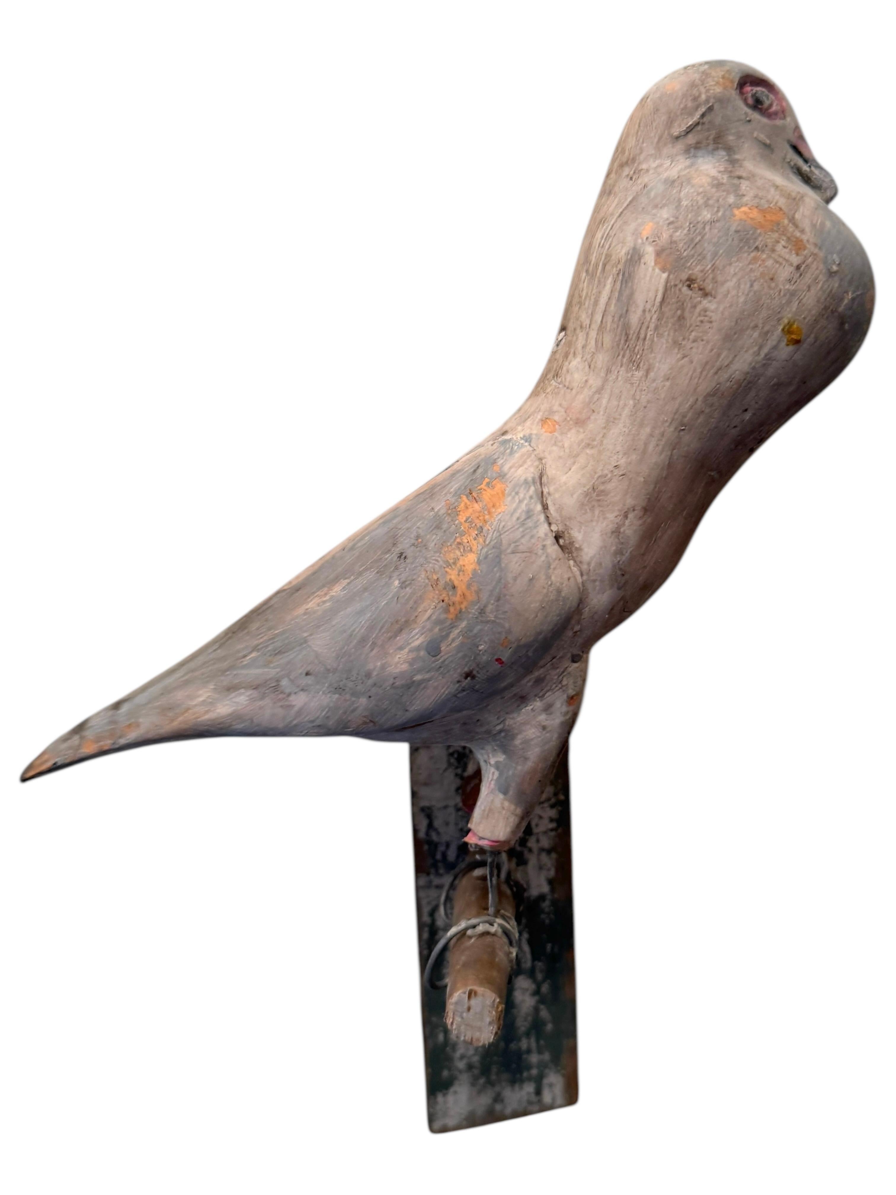 Austrian Dove Pigeon Viechtauer Hand Carved Wood Bird Black Forest Folk Art, Austria 1900 For Sale