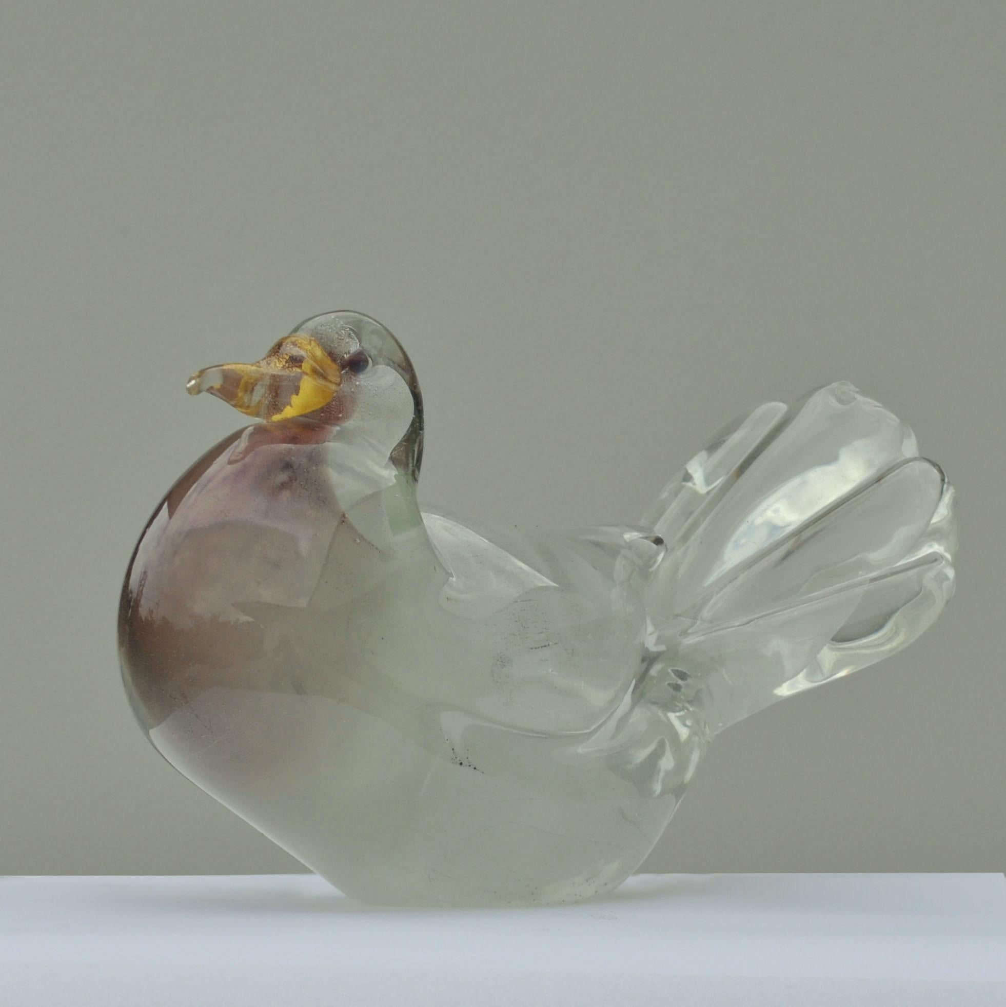 Dove Sculpture Hand Blown Glass Attributed to Seguso 1950s Italy In Excellent Condition In London, GB