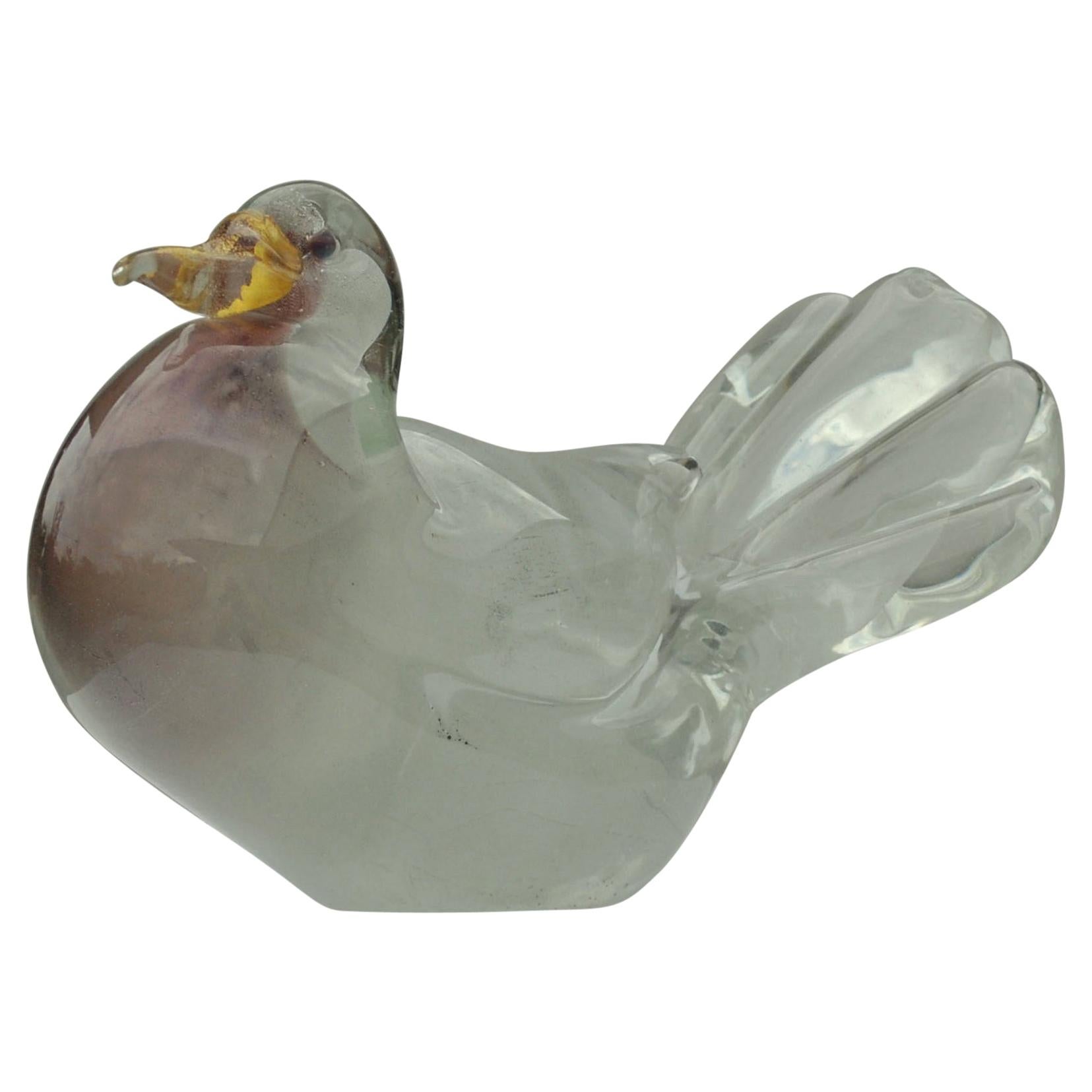 Dove Sculpture Hand Blown Glass Attributed to Seguso, 1950s, Italy