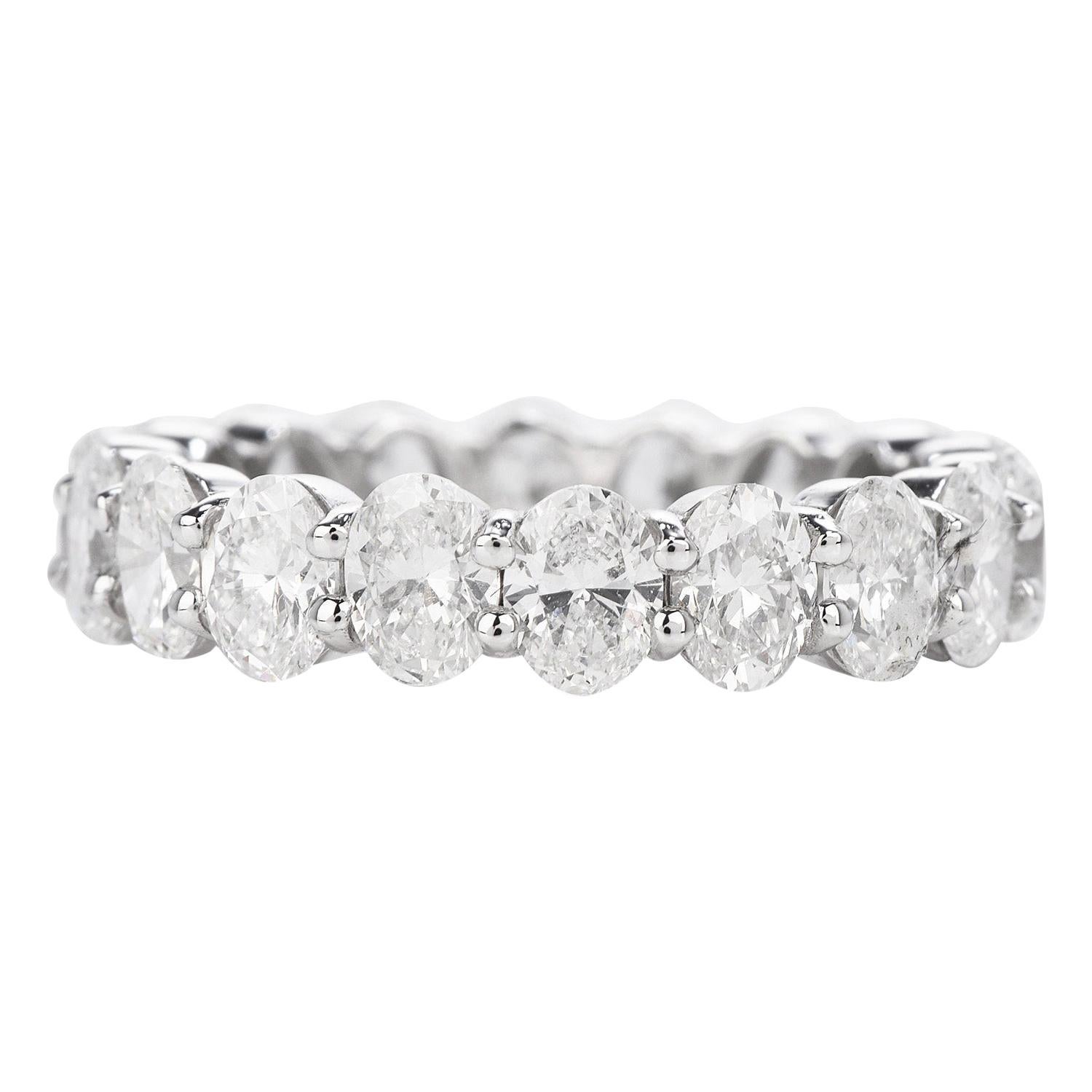Dover 4.32 Carat Oval Cut Diamond Eternity Gold Wedding Band Ring
