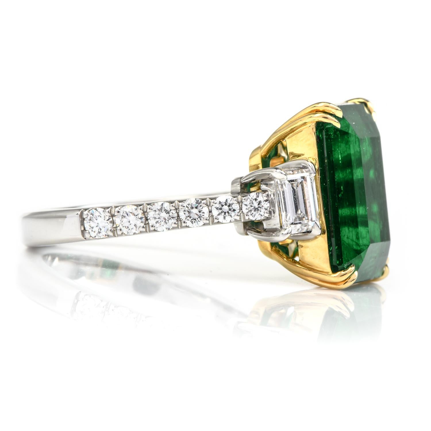 Women's Dover 8.64cts Colombian Emerald Diamond Platinum 18k Gold Ring